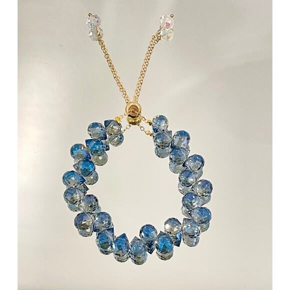 Swarovski Beaded Bracelet- Blue Gold - Picture 8 of 9